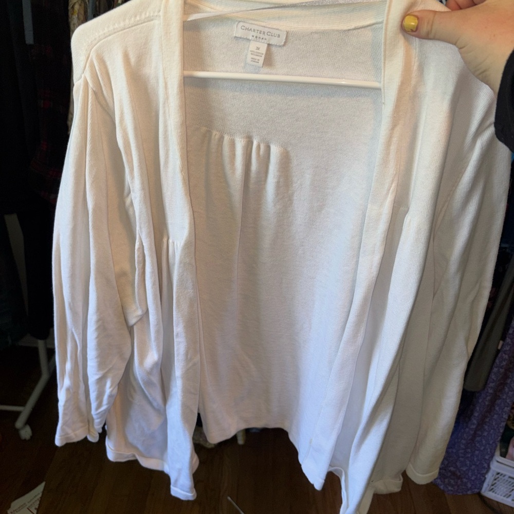 Charter Club Cream Lightweight Knit Cardigan